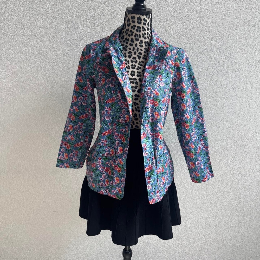 Multicolored floral open blazer